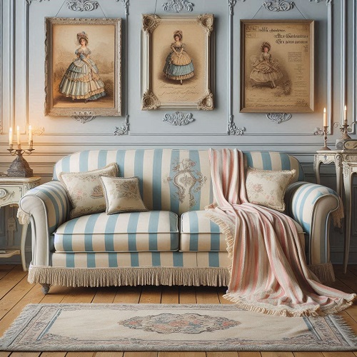 copridivano a righe per divano shabby chic