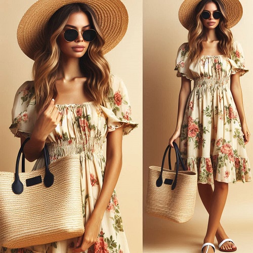 Look estivo con abito a fiori