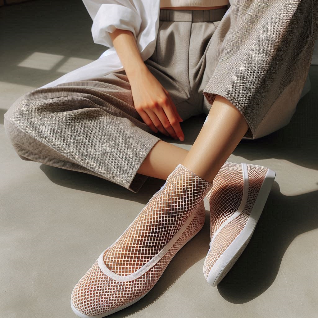 ballerine mesh bianche alte