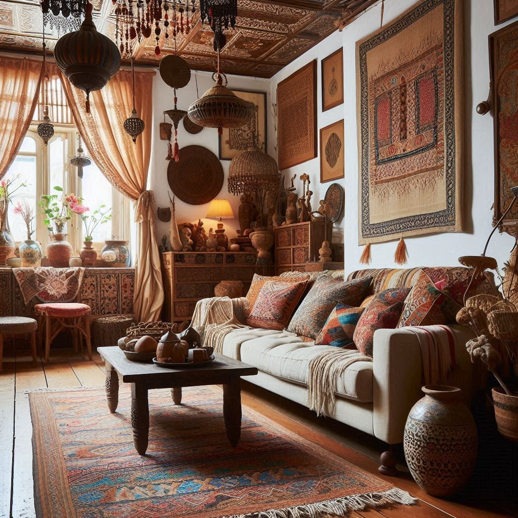 casa arredata in stile etnico vintage