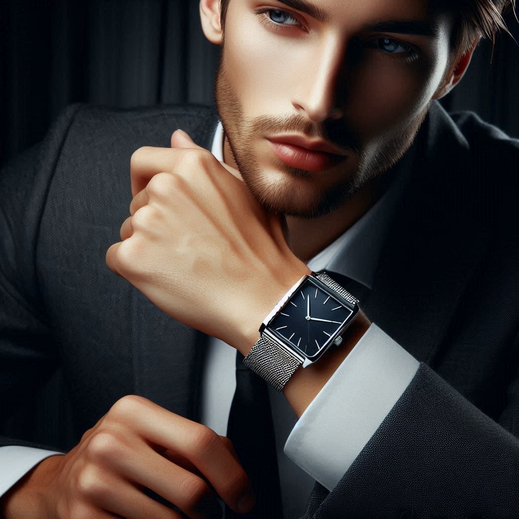 Orologio elegante rettangolare da uomo