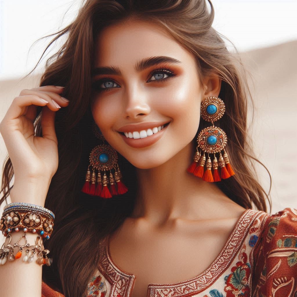 ragazza sorridente con orecchini berberi