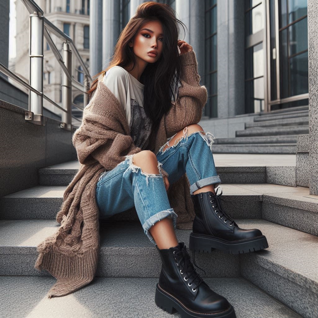 Jeans strappati stile grunge