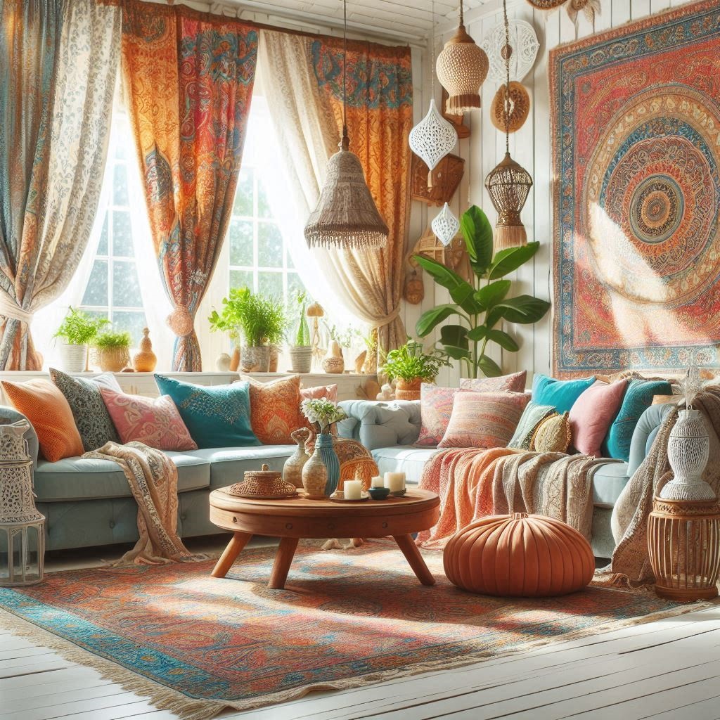 soggiorno con arredo Paisley