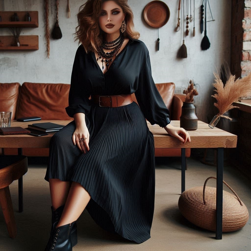 outfit curvy ufficio gonna lunga