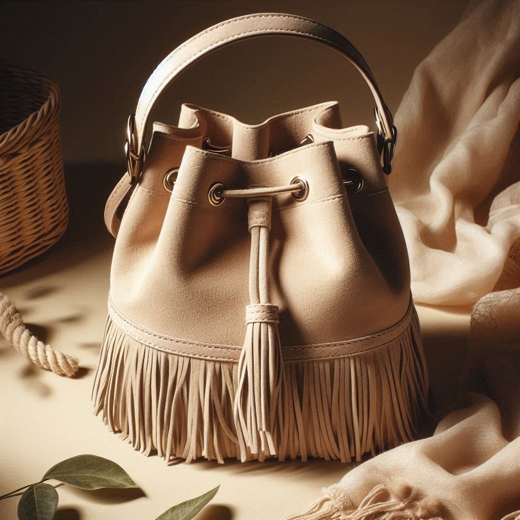 Borse di tendenza Bucket bag con frange